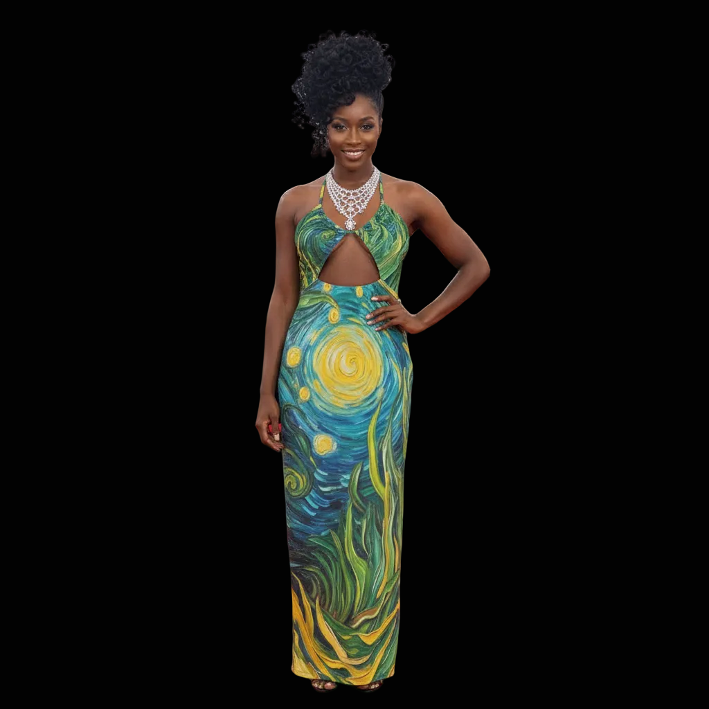 “Vincent Through the Seagrass” Women's Hollow Cami Dress