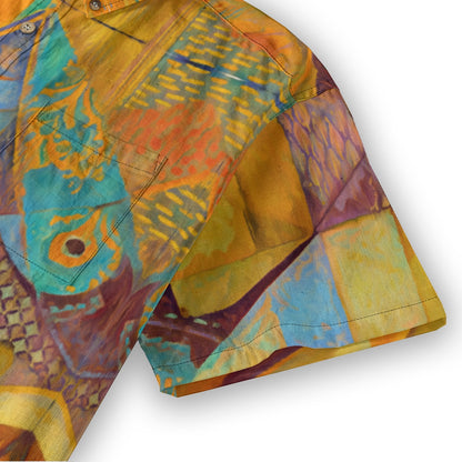 “Aqua Landscape” Men's Breathable Cotton Shirt|125GSM