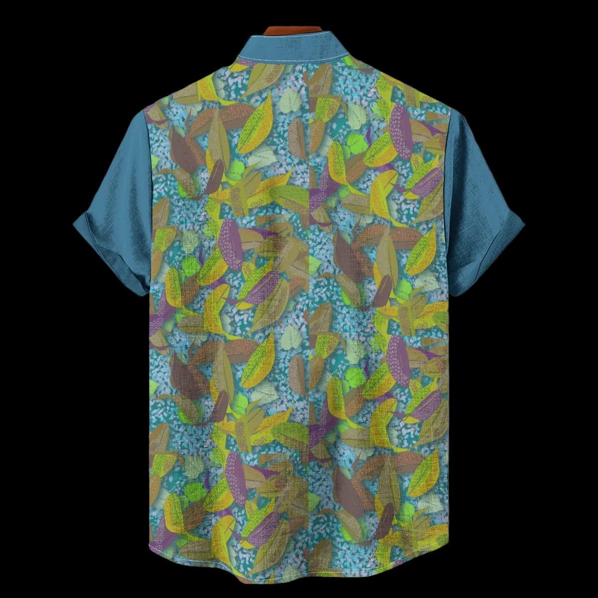 “Leaf Fall” Men's Stand Collar Shirt|110GSM Imitation Flax