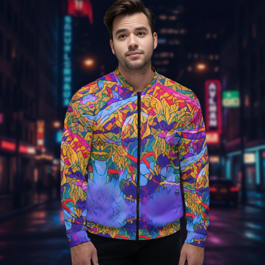“Cerulean Spectrum” Unisex Bomber Jacket