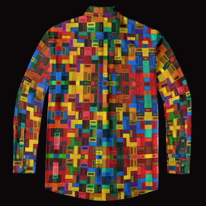 “Blocked” Men's Casual Lapel Long Sleeve Shirt|125GSM Cotton