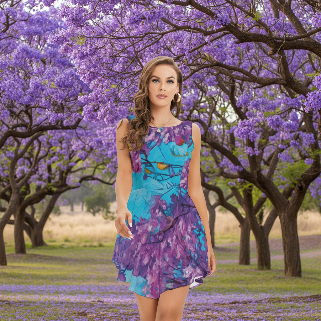 “Jacaranda Season” (Cobalt) Women's Tank Top Dress