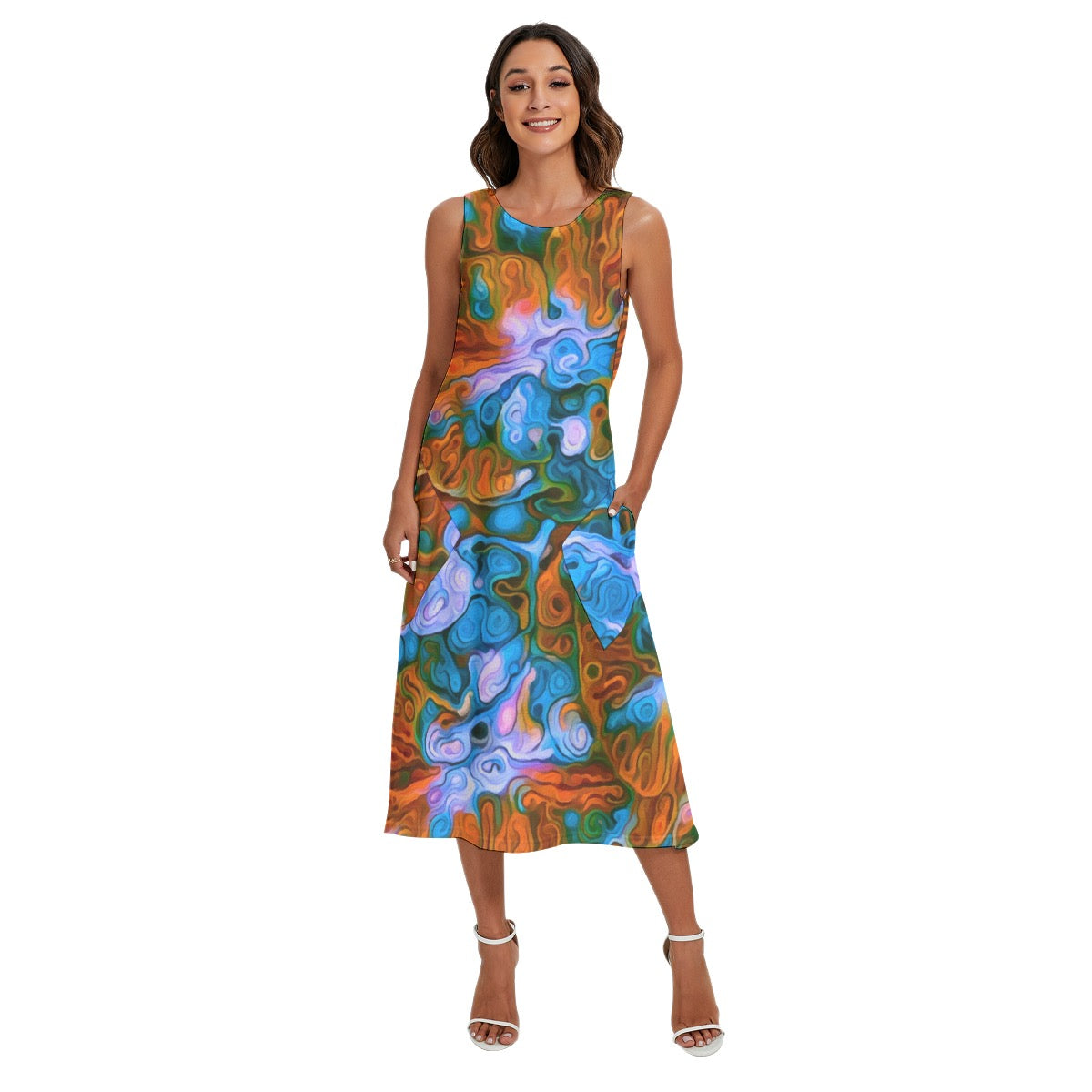 “The Space Between” Women's Sleeveless Dress With Diagonal Pocket