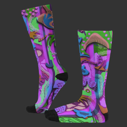 “Labyrinth “ : Purple Unisex Long Socks
