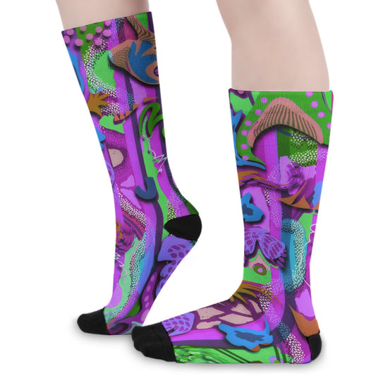 “Labyrinth “ : Purple Unisex Long Socks