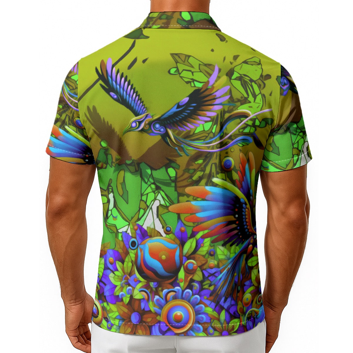 “Garden of Unseemly Delights“ Green: Men's Hawaiian Shirt