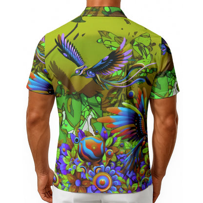 “Garden of Unseemly Delights“ Green: Men's Hawaiian Shirt
