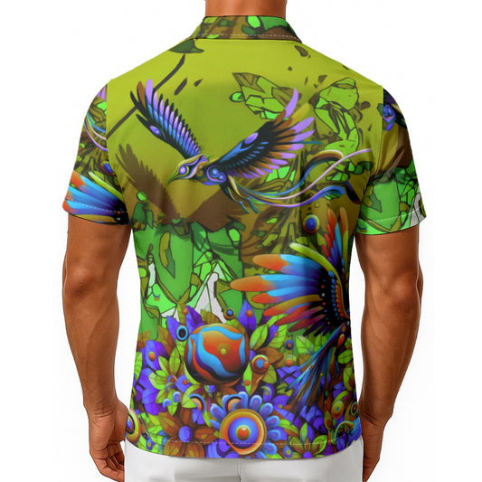 “Garden of Unseemly Delights“ Green: Men's Hawaiian Shirt