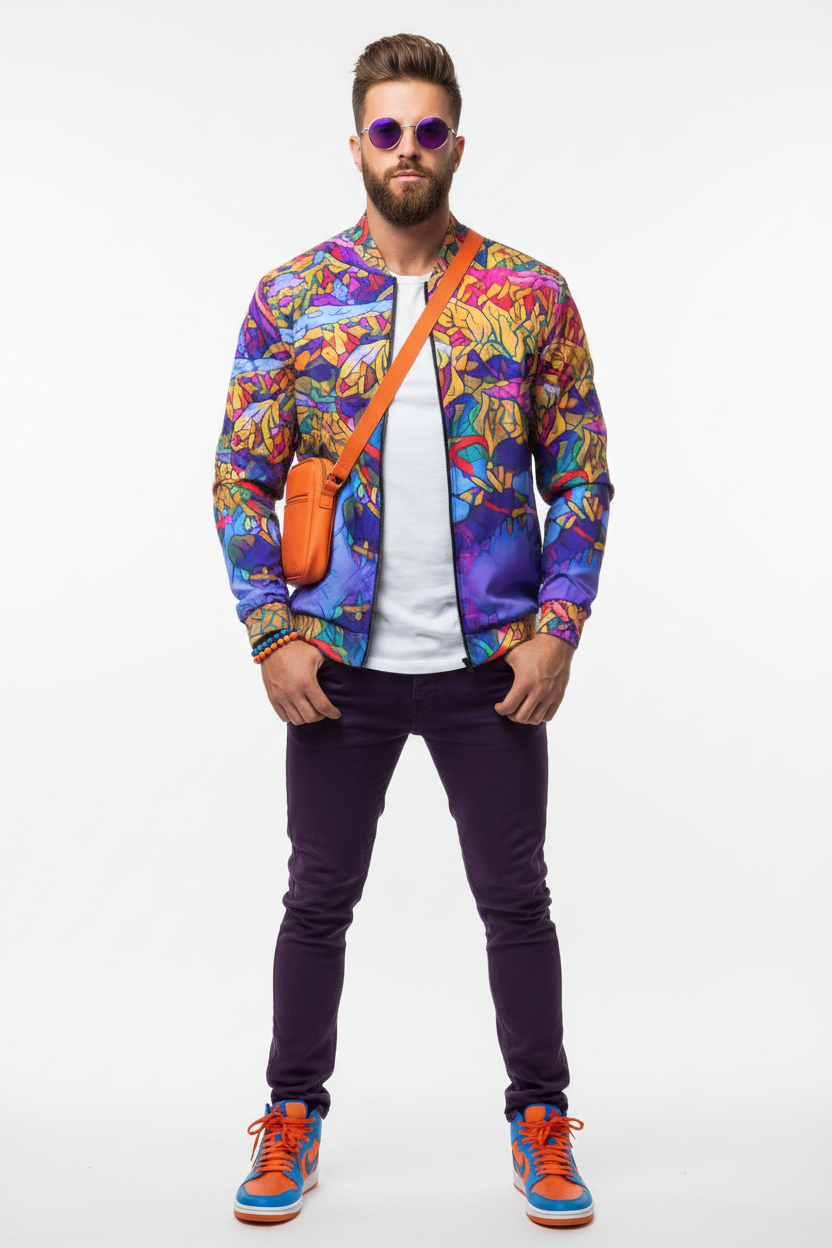 “Cerulean Spectrum” Unisex Bomber Jacket