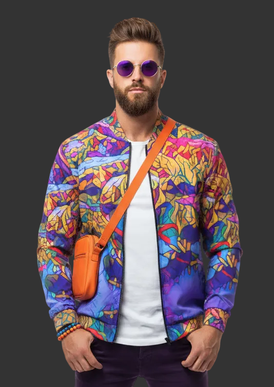 “Cerulean Spectrum” Unisex Bomber Jacket