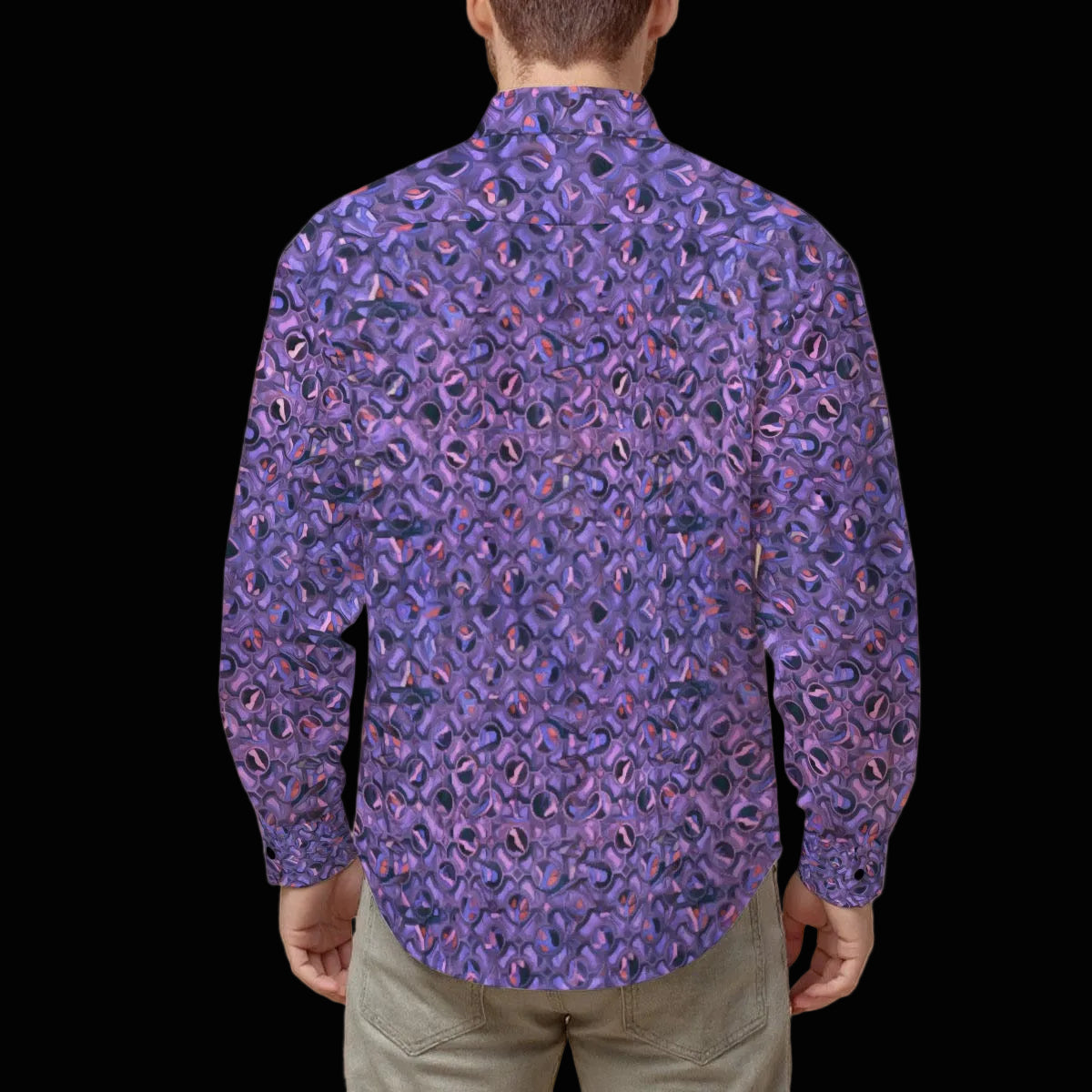 “Nexus” Purple-Men's Slim Fit Long Sleeve Shirt