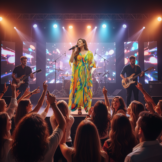 “Iridescence” Women's Imitation Silk V-neck Kaftan Robe