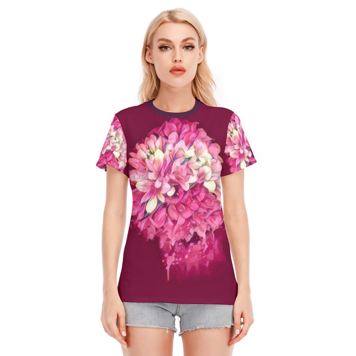 “Hydrangea” Women's Round Neck T-Shirt