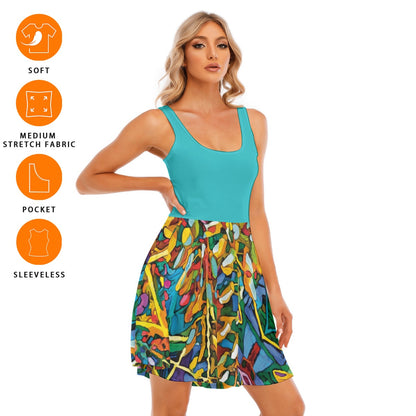 “Rainbow Wisteria” Women's Tank Vest Dress