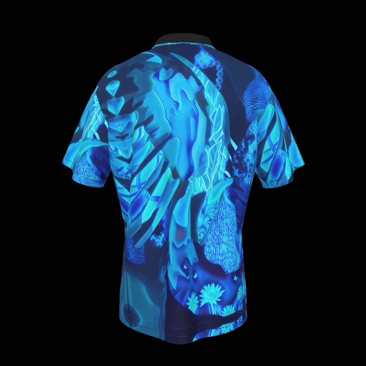 “Azure Dreamscape” Men's Hawaiian Shirt With Button Closure