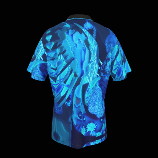 “Azure Dreamscape” Men's Hawaiian Shirt With Button Closure