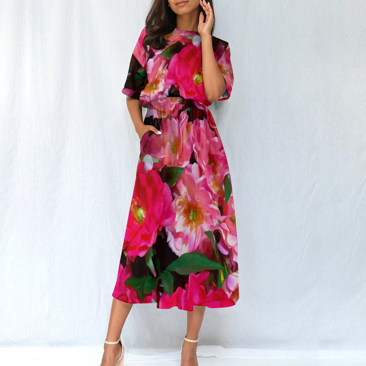 “Summer Blush” Women's Elastic Waist Dress