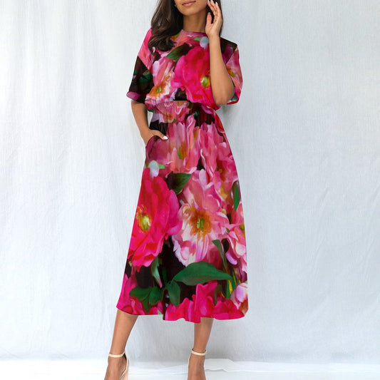 “Summer Blush” Women's Elastic Waist Dress