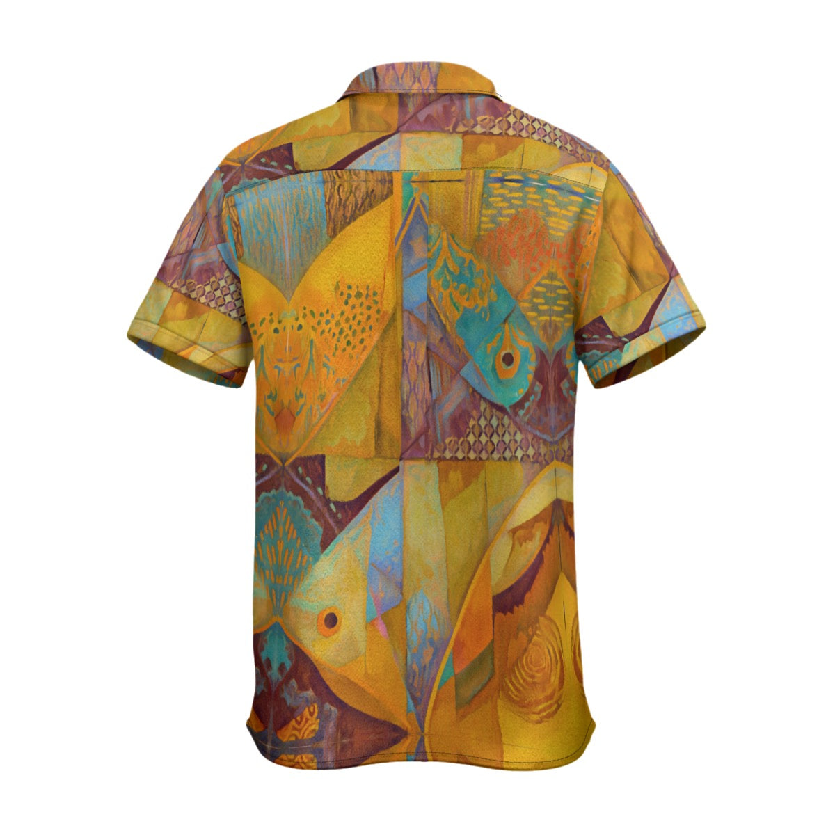 “Aqua Landscape” Men's Business Collared Shirt|115GSM Cotton poplin