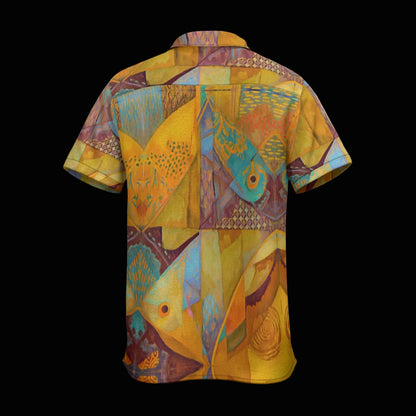 “Aqua Landscape” Men's Business Collared Shirt|115GSM Cotton poplin