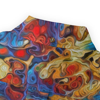 “Marbled Tides II” Men's Casual Lapel Long Sleeve Shirt|125GSM Cotton