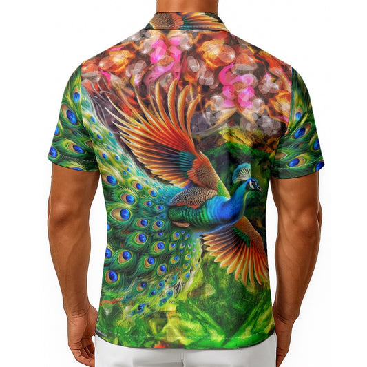 “Peacock Flight” Men's Hawaiian Shirt