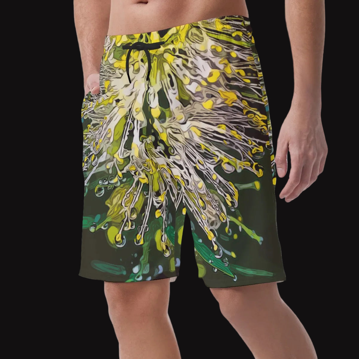 “White Bottlebrush” Men's Casual Short Pants
