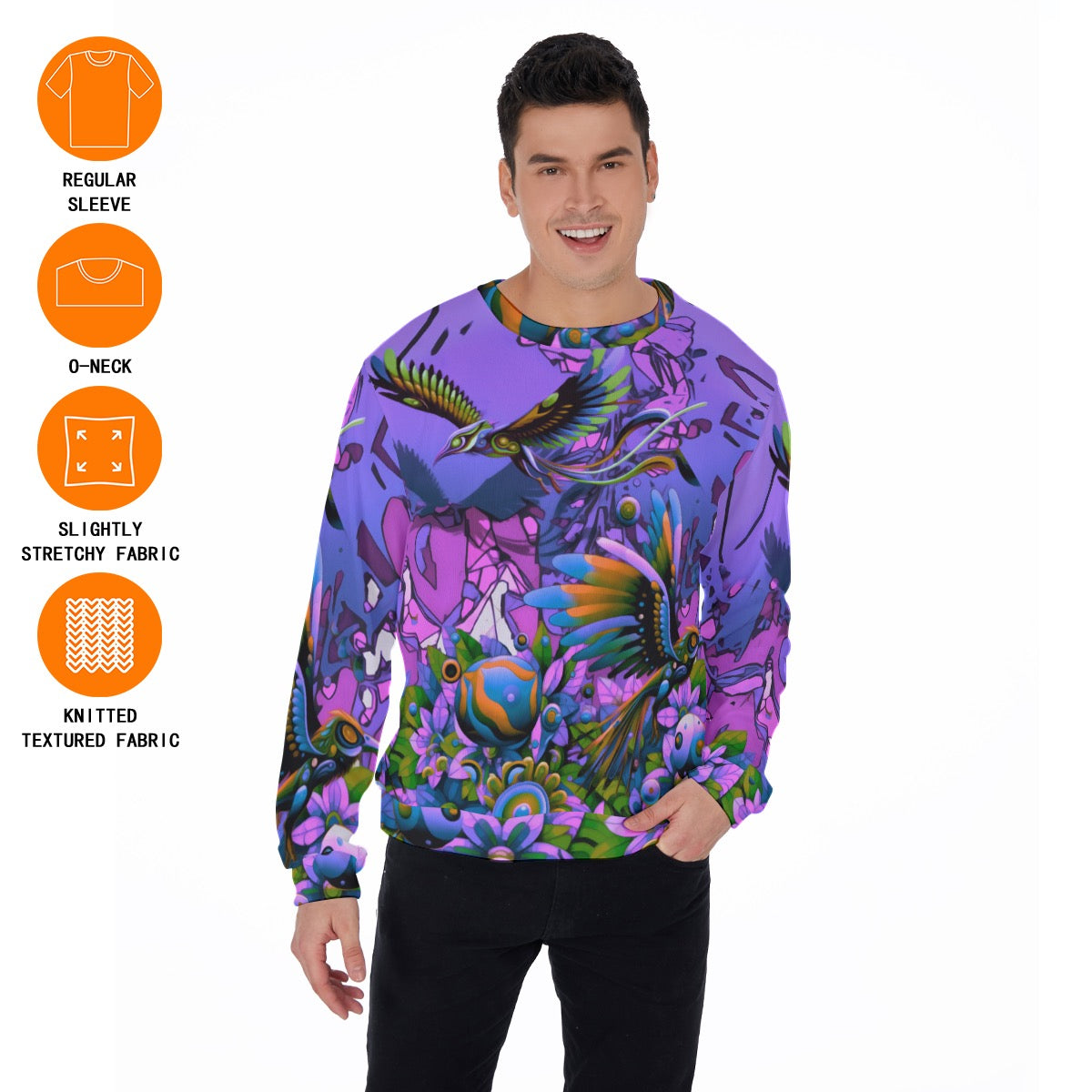 “Purple Garden of Unseemly Delights” Men's Thicken Sweater