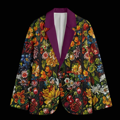 “Midnight Garden” Casual Flat Lapel Collar Blazer | 245GSM Cotton