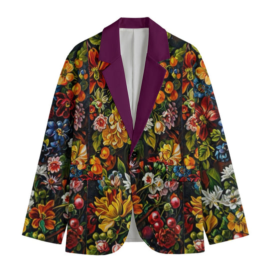 “Midnight Garden” Casual Flat Lapel Collar Blazer | 245GSM Cotton