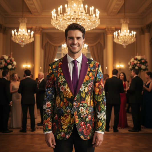 “Midnight Garden” Casual Flat Lapel Collar Blazer | 245GSM Cotton