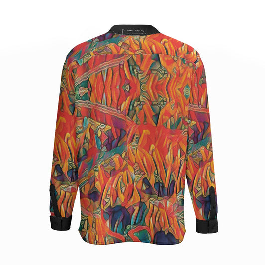 “Chromatic Fusion” Men'S Business Long-Sleeved Imitation Linen Shirt