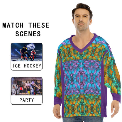 “Jewel Cascade” Men's V-neck Ice Hockey Jersey