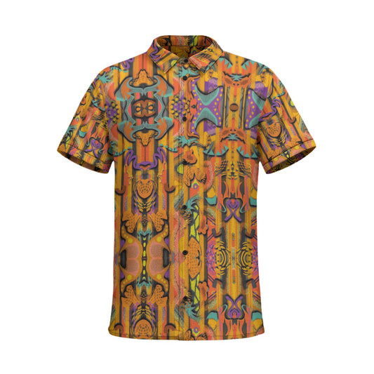 “Labyrinth”  Mustard: Men's Business Collared Shirt|115GSM Cotton poplin