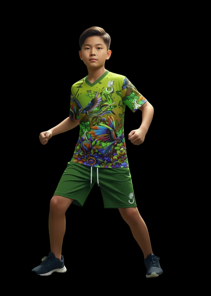“Green Garden of Delights” Children's Sports T-Shirt Set