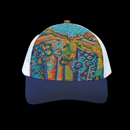 “Peregian” Unisex Trucker Hat With White Half-mesh