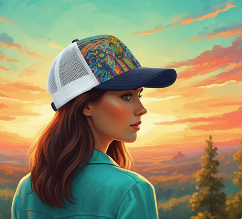 “Peregian” Unisex Trucker Hat With White Half-mesh