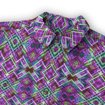 “Plaid Purple” Men's Casual Lapel Long Sleeve Shirt|125GSM Cotton