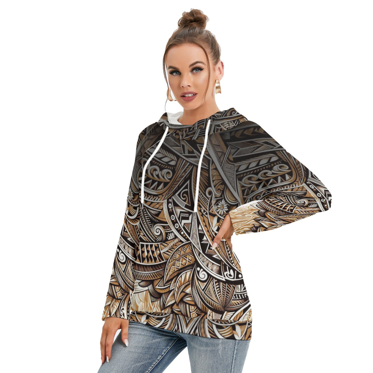 “Earthen Echoes” Women's Hoodie With Double Hood