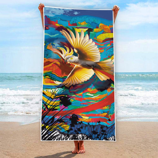 “Sulphur Crested Soaring” Rectangular Beach Towel