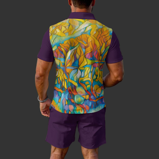 “Sunshine Stained Glass” Men's Polo Sportswear Set