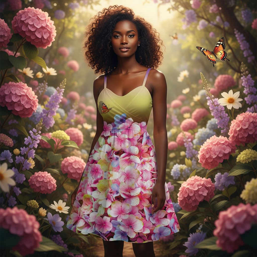 “Hydrangea” Women's Spaghetti Strap Dress