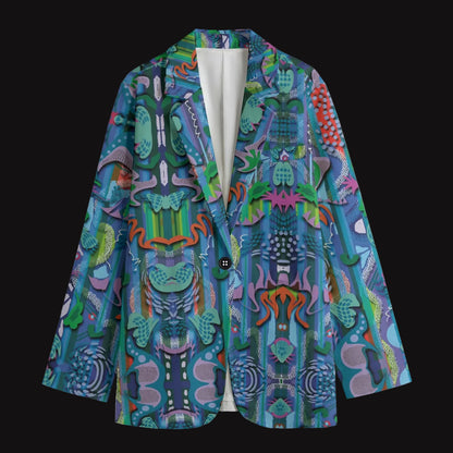 “Underwater Echoes” Women's Leisure Blazer | 245GSM Cotton
