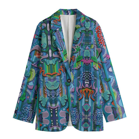“Underwater Echoes” Women's Leisure Blazer | 245GSM Cotton