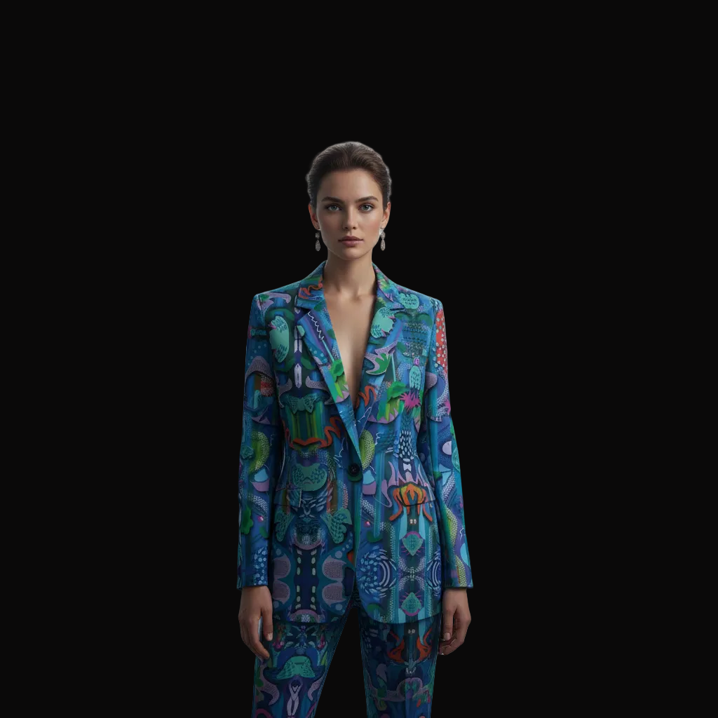 “Underwater Echoes” Women's Leisure Blazer | 245GSM Cotton