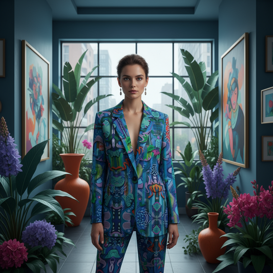 “Underwater Echoes” Women's Leisure Blazer | 245GSM Cotton