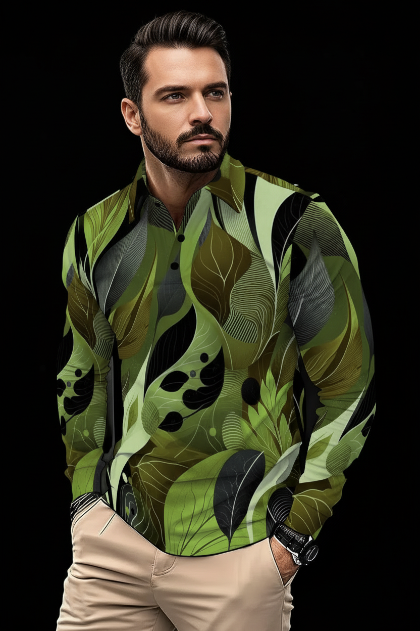 “Tangled Camo” Men's Polo Shirt With Long Sleeve