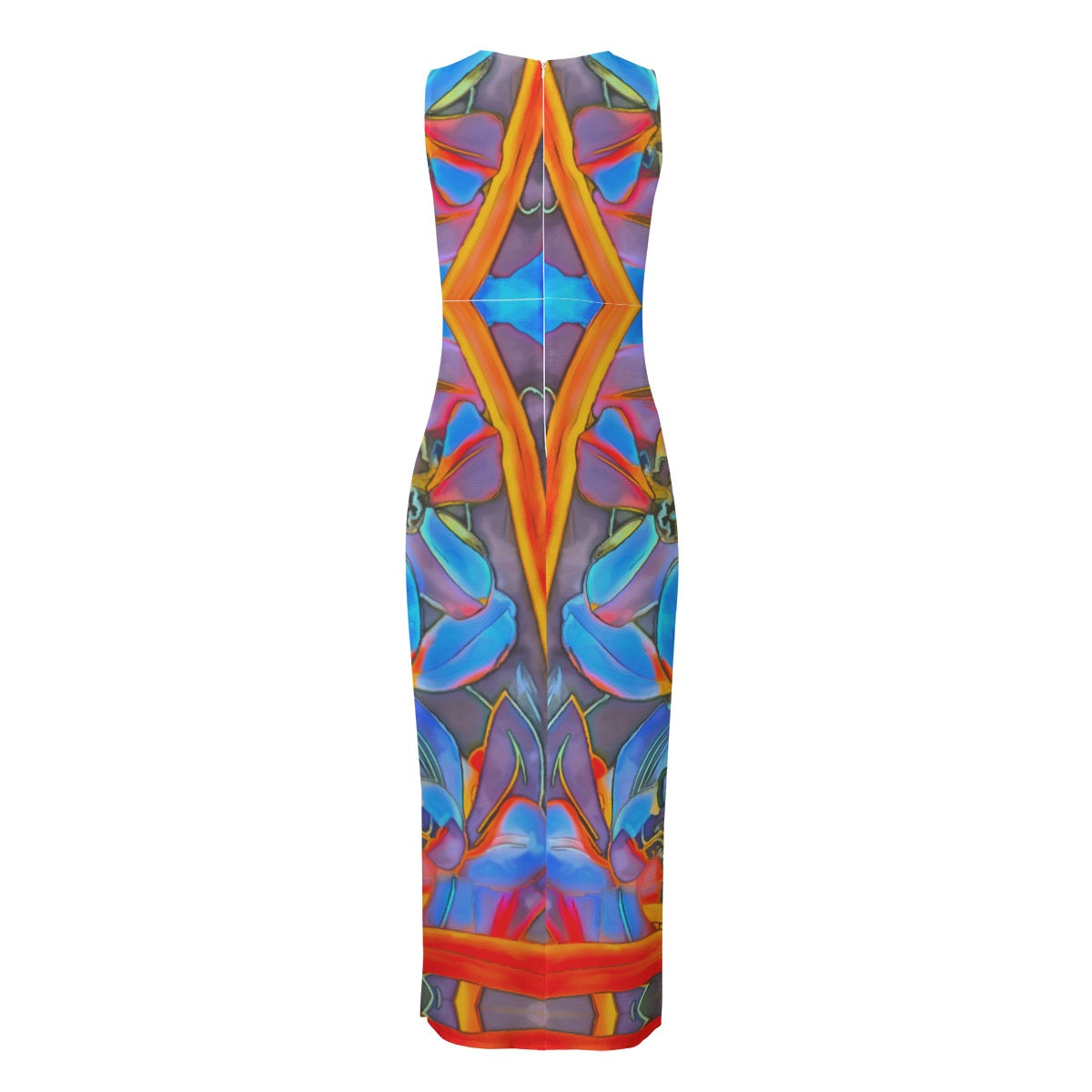 “Electric Bloom”  Women's Beach Perspective Chiffon Sleeveless Dress