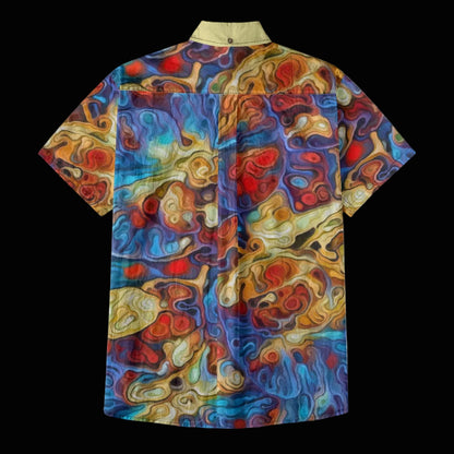 “Marbled Tides II” Men's Breathable Cotton Shirt|125GSM