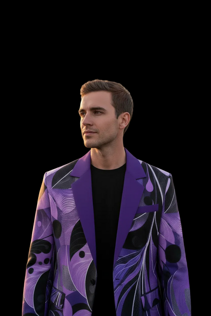 “Tangled Lilac” Men's Casual Flat Lapel Collar Blazer | 245GSM Cotton